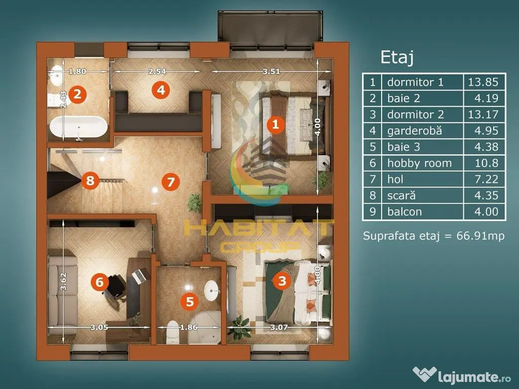Vila individuala 5 camere+ curte si terasa- disponibila imediat - Popesti Leordeni (Bucuresti-Ilfov)