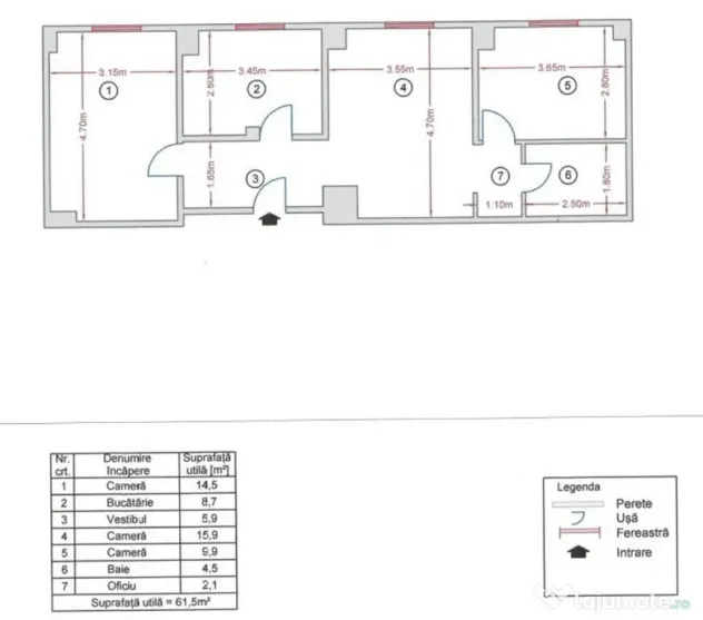 3 camere 61 mp - semidecomandat - Gara de Nord - Bucuresti (Bucuresti-Ilfov)