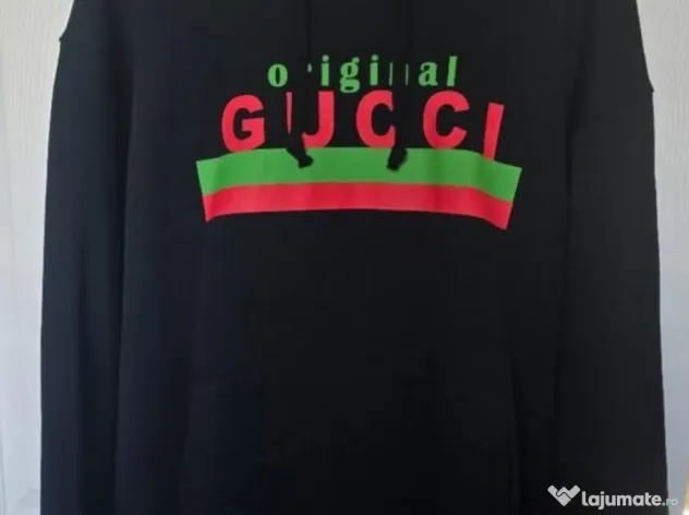 Hanorac negru cu glugă model Gucci