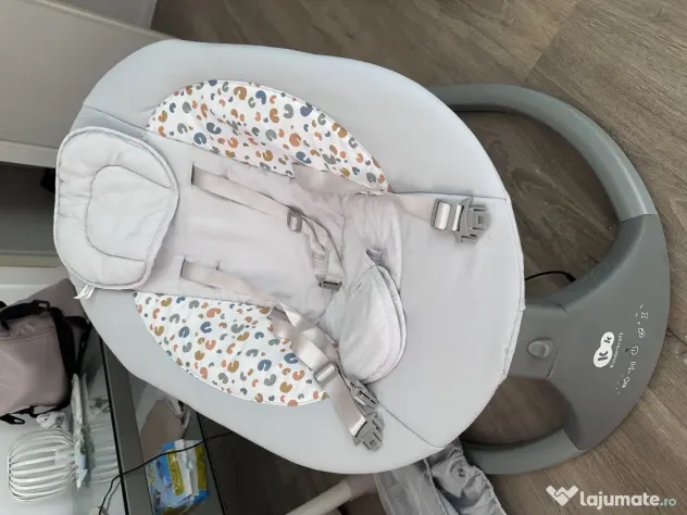 Balansoar electric Kinderkraft LUMI 2, Bluetooth, telecomandă, gri deschis