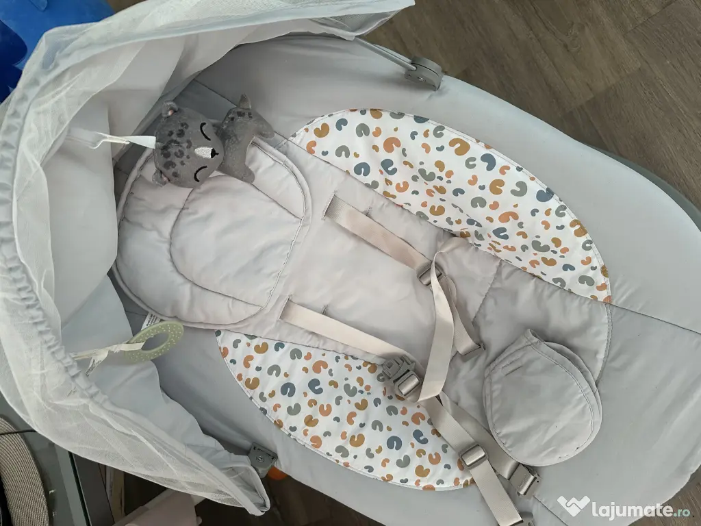 Balansoar electric Kinderkraft LUMI 2, Bluetooth, telecomandă, gri deschis