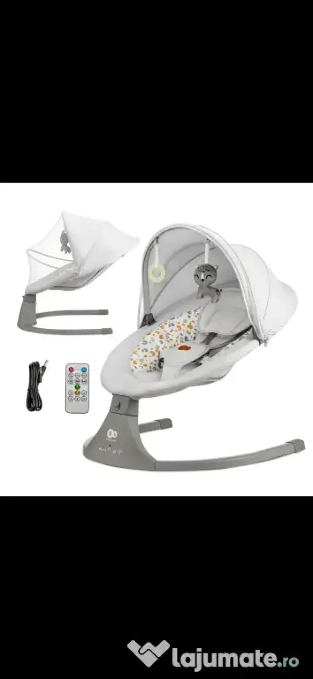 Balansoar electric Kinderkraft LUMI 2, Bluetooth, telecomandă, gri deschis