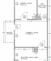 Apartament cu 2 camere, 37,73 mp, în zonă centrală 