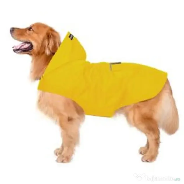 Pelerină ploaie câine cu glugă Benzi reflectorizante Ultralight - M/L Galben