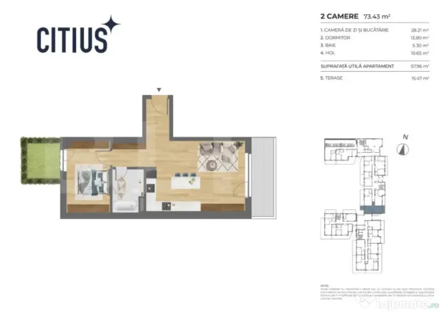 Exclusivitate 2 Camere + Gradina, 57 mp, Imobil nZEB, Dambul - Cluj-Napoca (Cluj)
