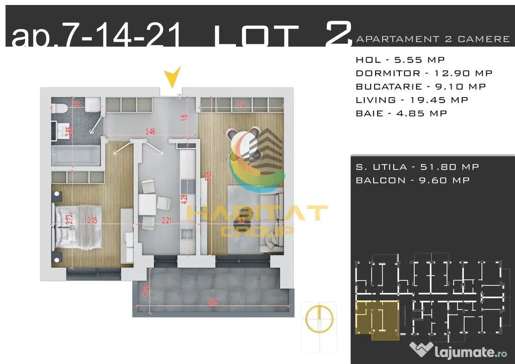 Pallady 2 camere decomandat 62 mp + loc parcare gratuit - Bucuresti (Bucuresti-Ilfov)