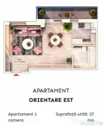 Apartament 1 camera, 37 mp, balcon, parcare subterana