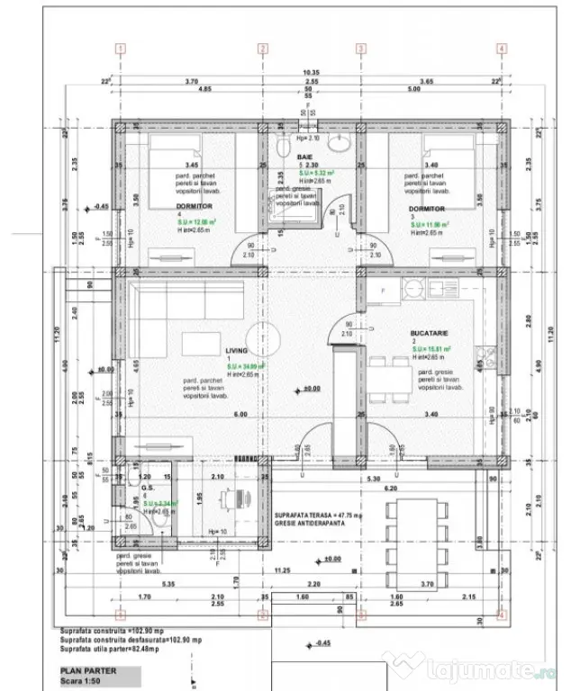 Casă pe structură metalică 3 camere 141 mp utili, teren