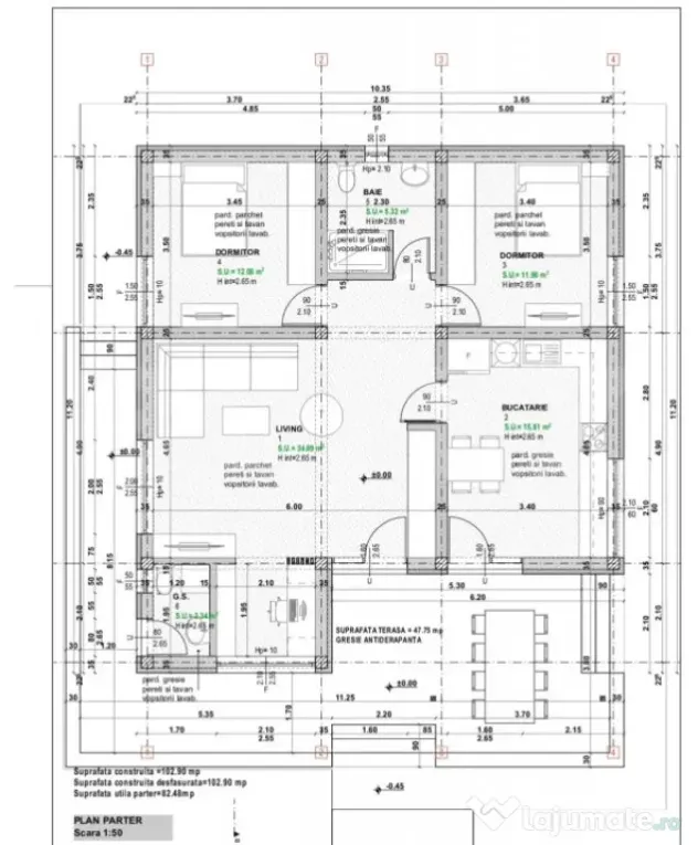 Casă pe structură metalică 3 camere 141 mp utili, teren