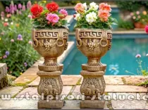 Set socluri cu vaze, gri patinat, model S27-V8.