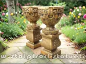 Set socluri cu vaze, gri patinat, model S27-V8. 
