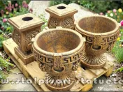 Set socluri cu vaze, gri patinat, model S27-V8. 