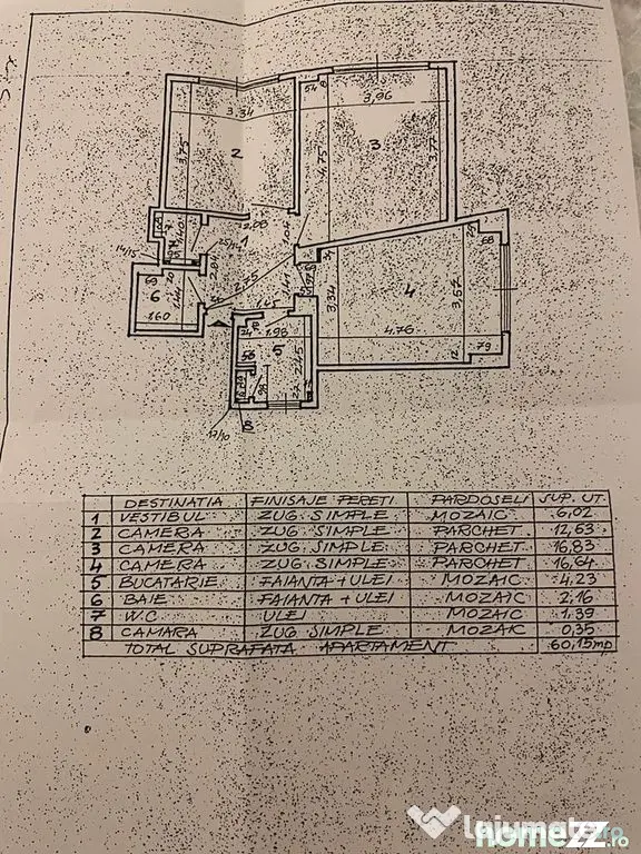 Apartament cu 3 camere 60,15 mp - piata Romana - comision 0%