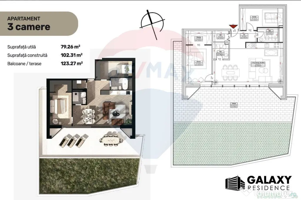 COMISION 0%| DE VANZARE| 3 CAMERE| TRACTORU| BLOC NOU|GAL...