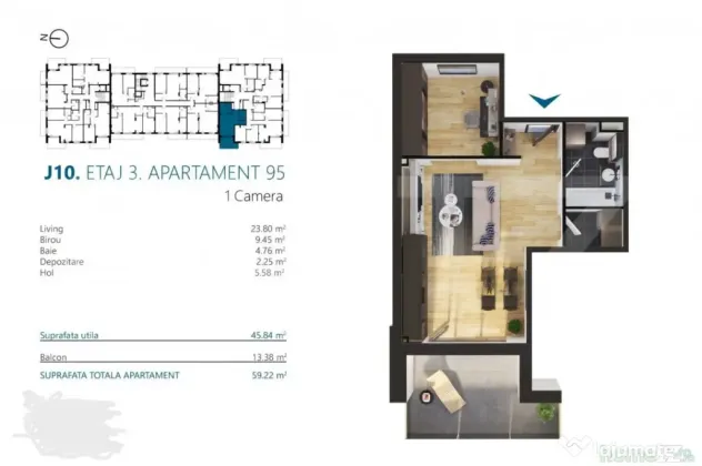 Apartament cu 2 camere, 45 mp, Ansamblu Rezidential, zona RI - Cluj-Napoca (Cluj)