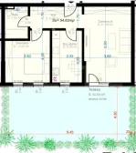 Apartament cu 2 camere, decomandat, 52 mp utili, gradina de