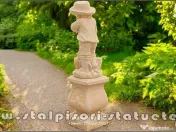 Set băiat cu hârleț pe soclu, galben patinat, model S60-S27. 