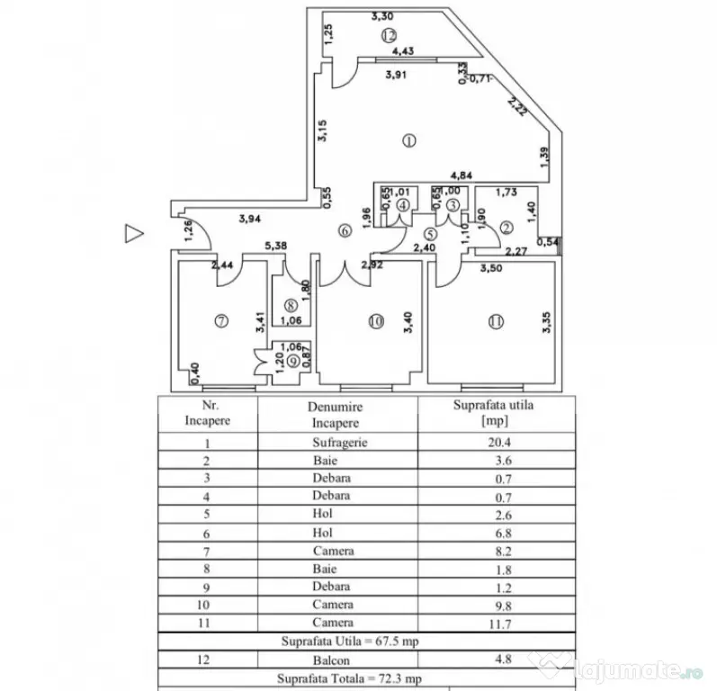 Apartament 3 camere decomandat, Calea Calarasilor.