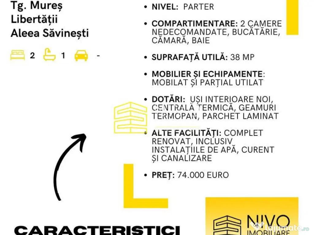 Apartament 2 camere - Tg. Mureș - Libertății - Aleea S...