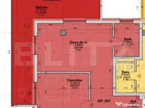 Apartament cu 2 camere, 71.23 mp, etajul 2/3, bloc nou, balc