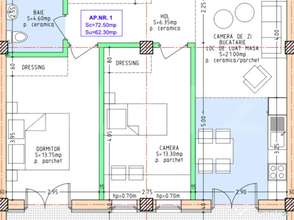 Apartament cu 3 camere, în bloc nou – finalizare februar
