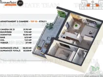 Apartament 2 camere, Terasa 27mp, Rahova