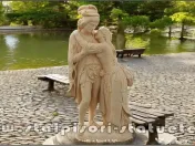 Statuetă Romeo și Julieta, galben patinat, model S55. 