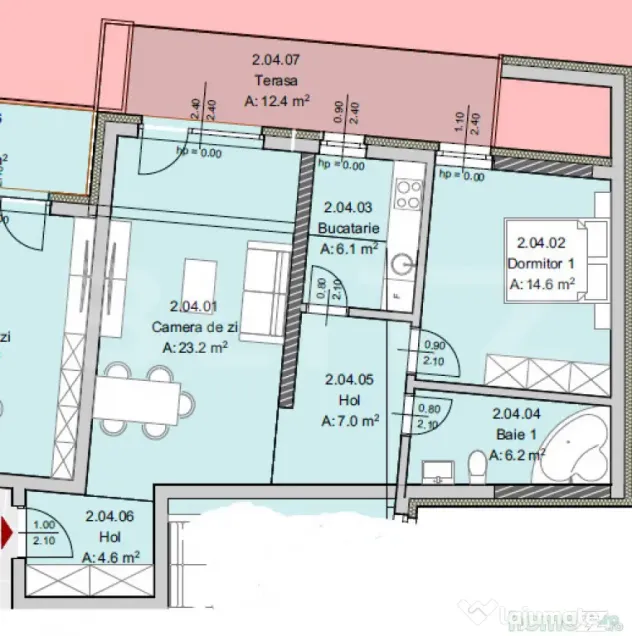 Apartament 2 camere, 62 mp, Terasa 12 mp, Imobil Nou, Semice - Cluj-Napoca (Cluj)