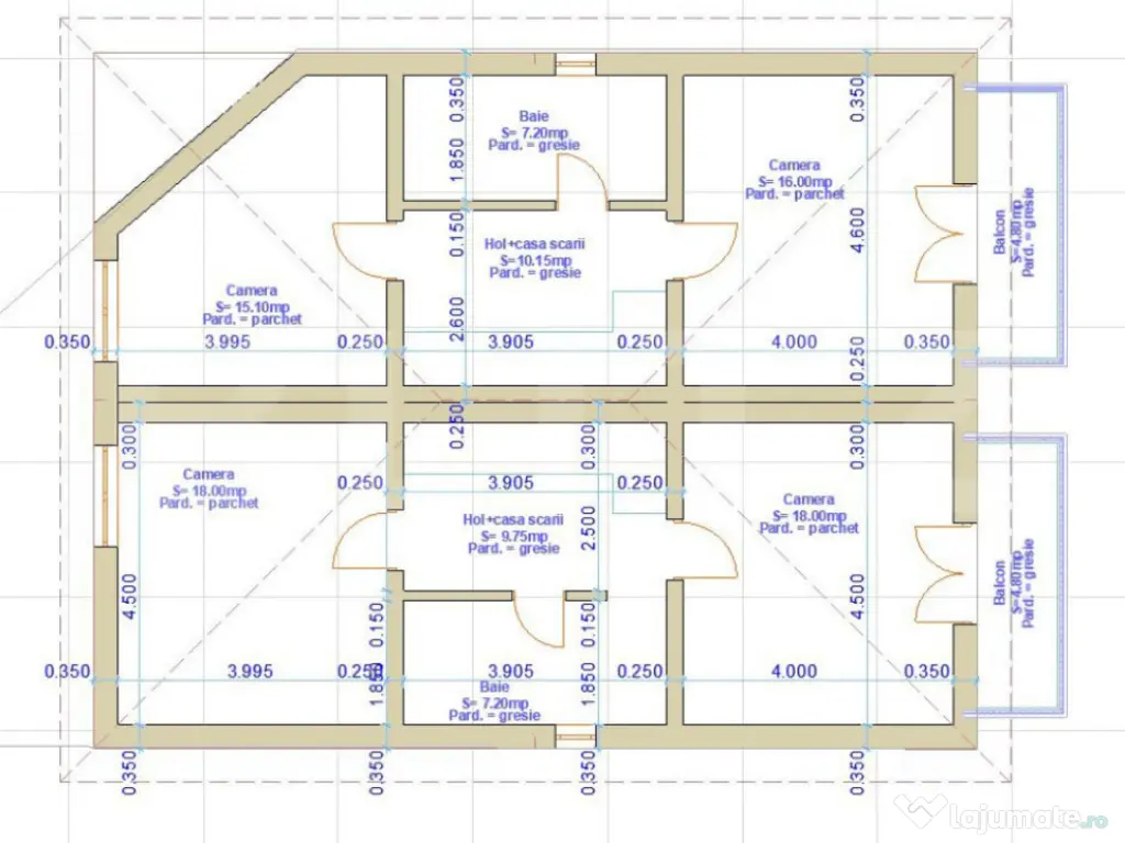 Dupex de vanzare, 120 mp utili, 150 mp de teren, zona Fagulu