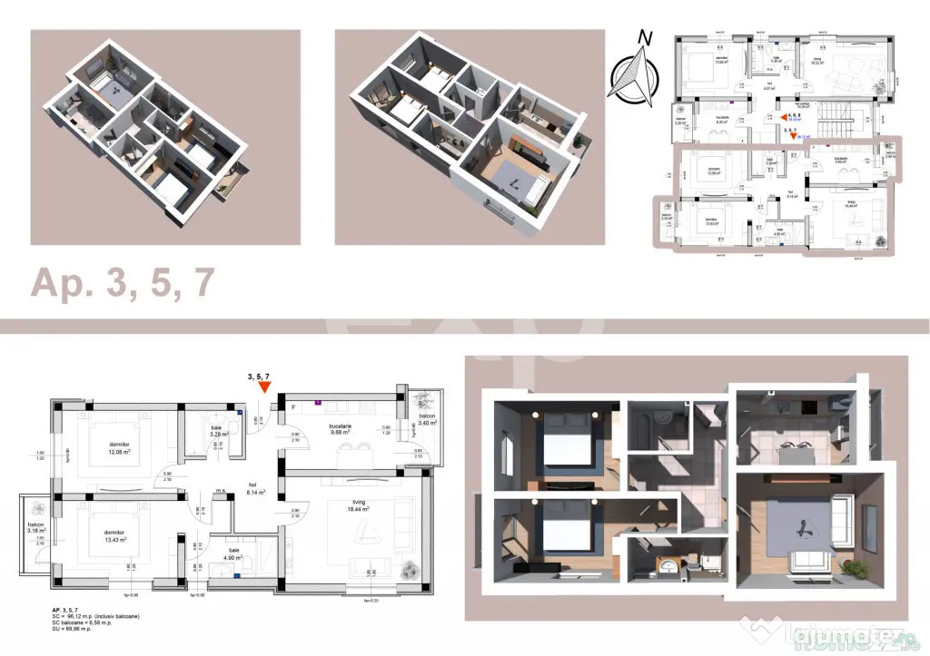 Apartament 3 Camere Trivale | 76 mp Utili | Bloc Nou