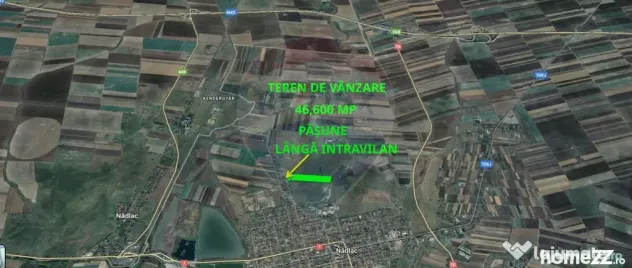 Teren cu potențial de vânzare 46,600mp lângă intravil...