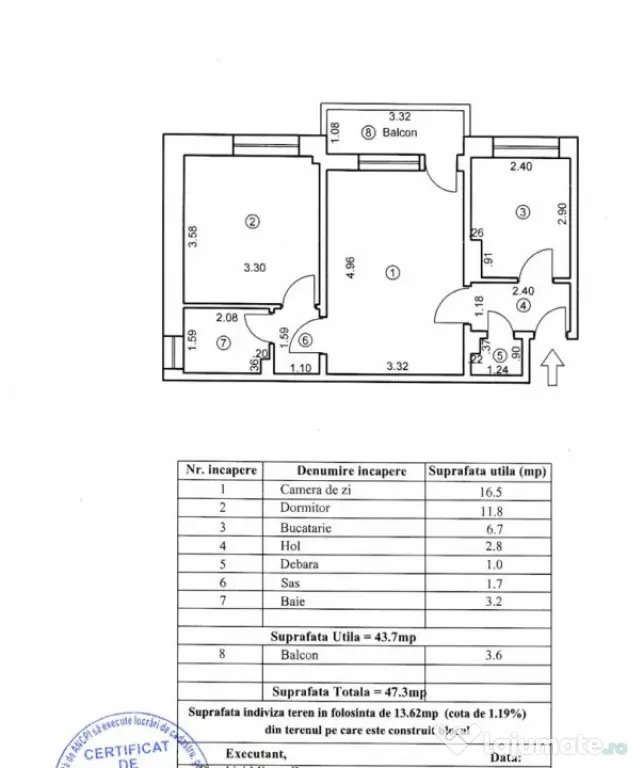 Etaj 1 - Apartament 2 camere Calea Galati, confort 1 semidec