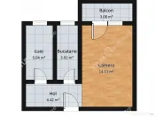 Garsoniera decomandata cu balcon la etajul 2 zona Turnisor d 