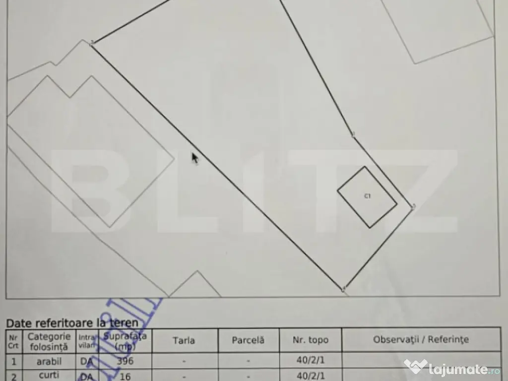 Teren (grădină) 420 mp cu garaj construit, Ocoliş