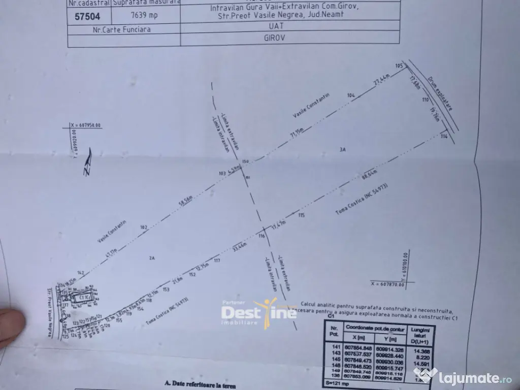 Teren de vanzare Gura Vaii 27.500 Euro 7639MP