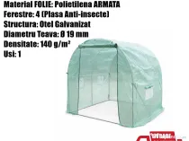 Sera Solar Gradina Tunel Cadru Otel Folie Polietilena   Legume Plante 2x2x2m