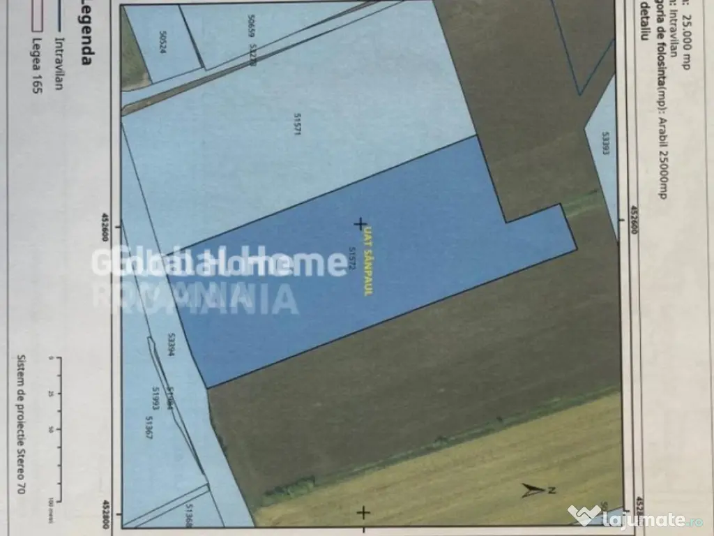 Teren 25000 MP | TG. MURES-SANPAUL | INTRAVILAN | 98 m acces