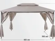 Pavilion CORT Umbrela Cadru Metal Gradina Terasa Curte 4x3x2.7M Bej Pereti 