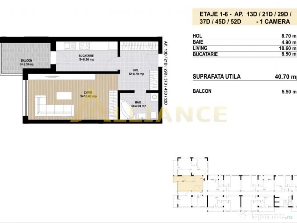 Garsoniera decomandata | 45 mp - Grand Arena -