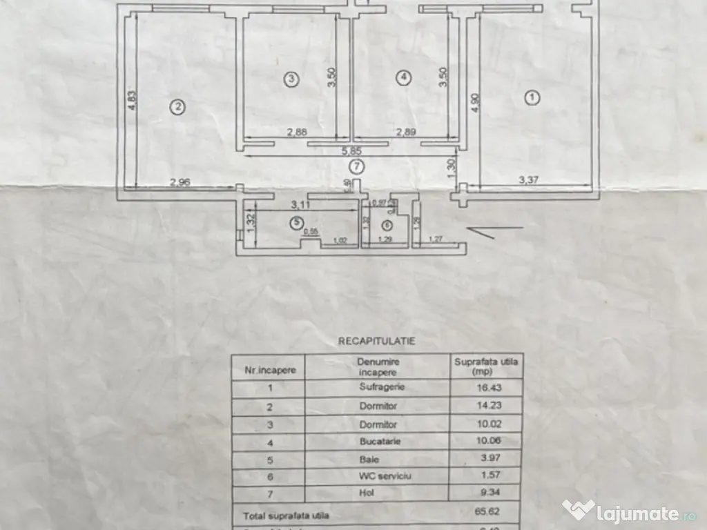 Apartament 3 camere Vidin, confort 1 decomndat, suprafata 72