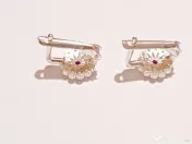 Cercei din argint cu piatră roșie și zirconii 