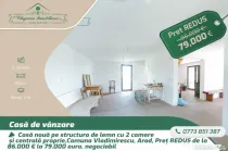 Casă nouă pe structură din lemn cu centrala proprie , Com
