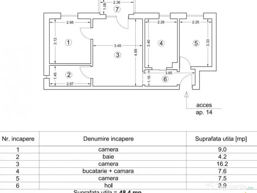 Apartament primitor, 3 camere, mobilat, utilat, Ghimbav, Br