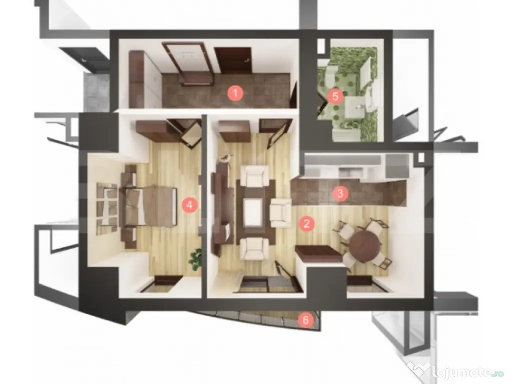 Apartament 2 camere, 52 mp, Semifinisat, Imobil Nou, Manastu