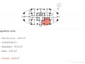 Apartament 1 camere, 48 mp, semifinisat, imobil nou - Manast 