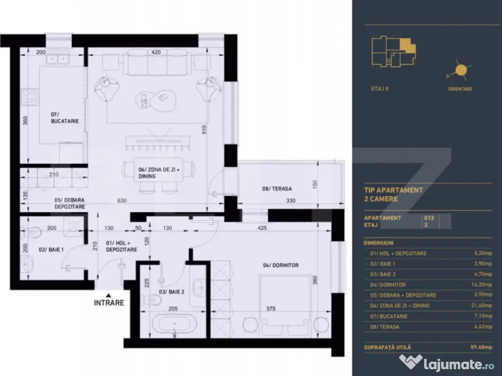 Apartament cu 2 camere si 2 bai, Smart Home, 60 mp - Complex
