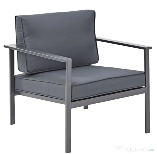 Set mobilier gradina Mobexpert, pentru 4 persoane, gri antracit