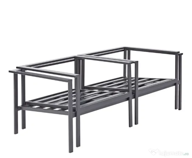 Set mobilier gradina Mobexpert, pentru 4 persoane, gri antracit