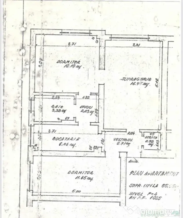 Apartament 3 camere 56 mp, zonă Piață, Câmpina – 70 00