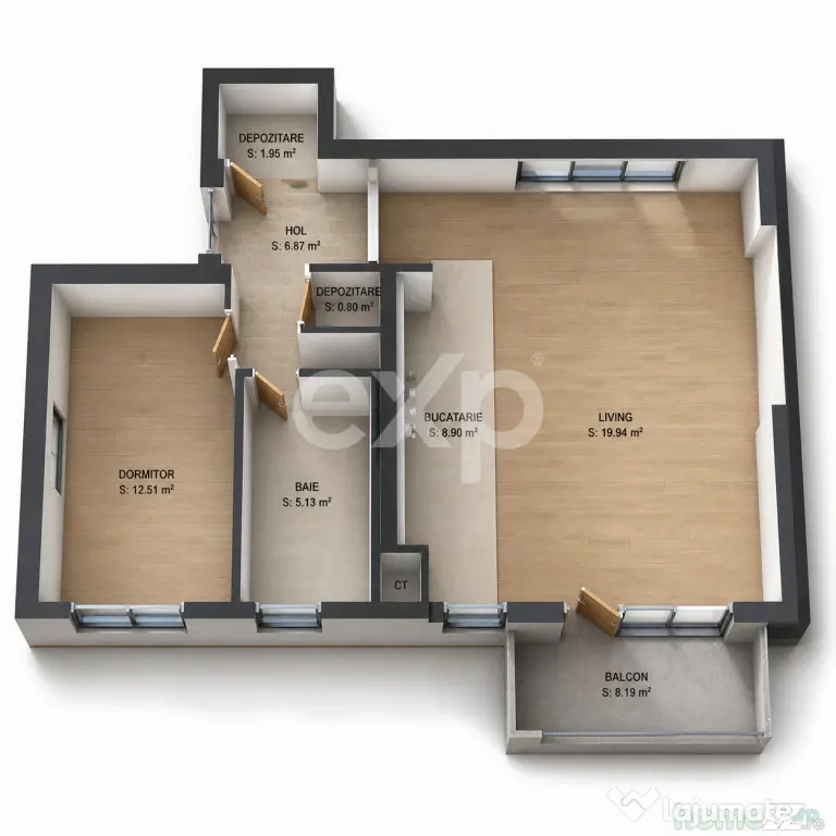 Apartament de 2 camere | 58 utili | Urban Plaza | nemobilat